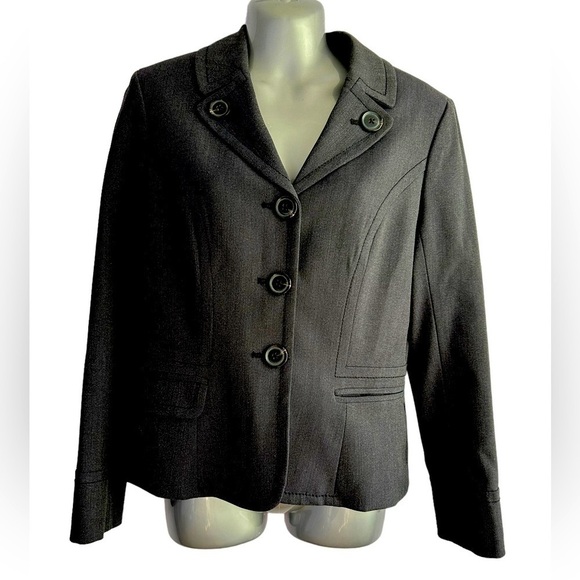 Ann Taylor Loft Petites Jacket Black Collared Button • Used • Size: 8P - Picture 1 of 7